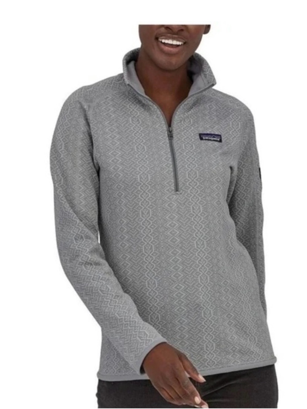 Patagonia Better Sweater 1/4 Zip Fleece Pullover Gray Print Women's Medium